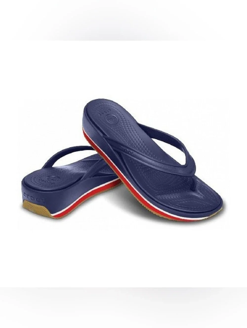 Crocs Croslite Wedge Platform Thong Sandals Flip-flop Women's Blue Red Size 10